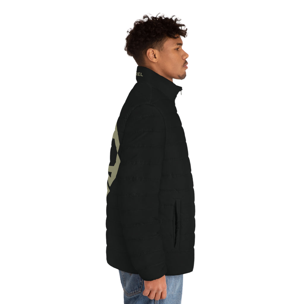Men's Puffer Jacket with 450 Logo — Quilted Black Insulated Coat