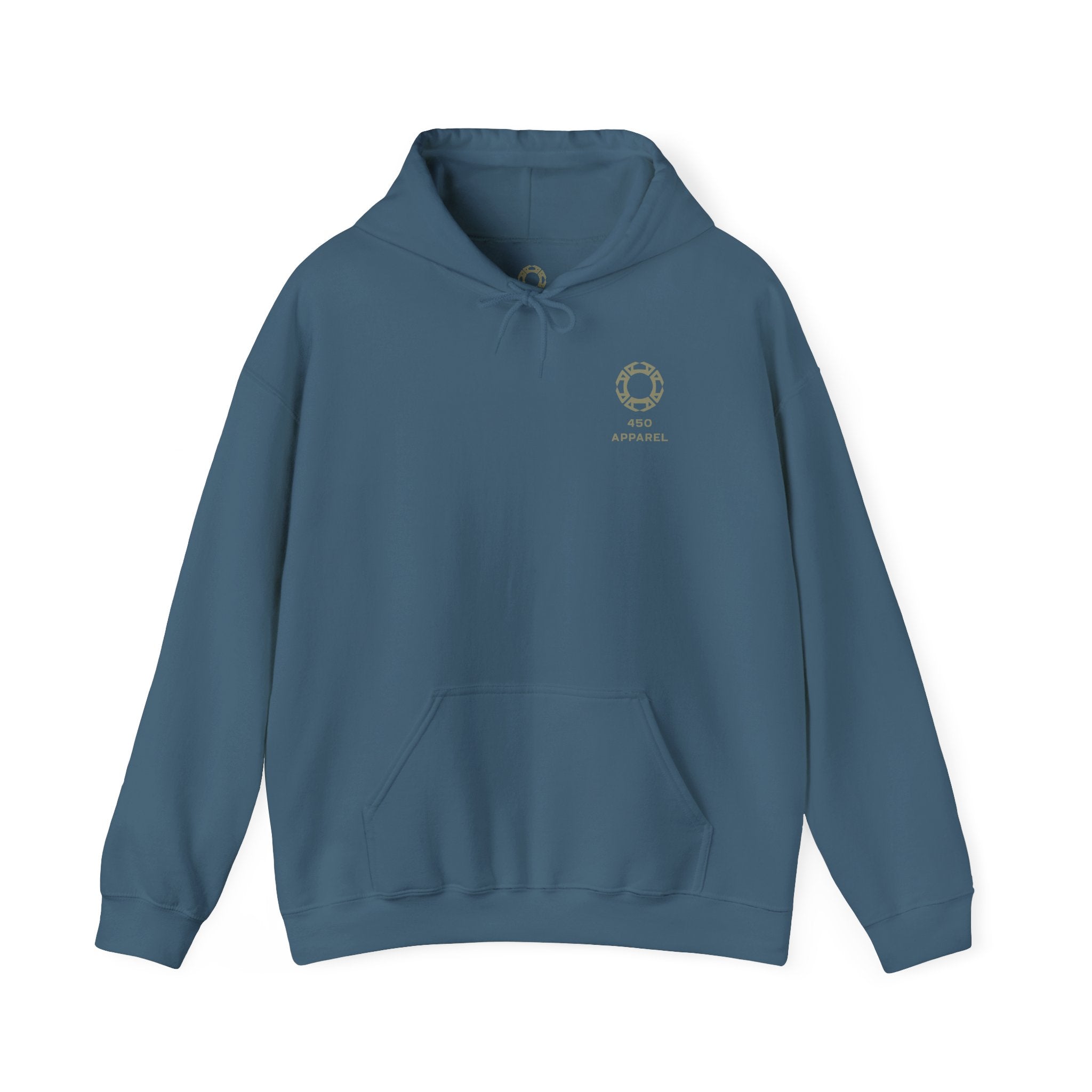 Blue Land Rover Defender inspired hoodie front view