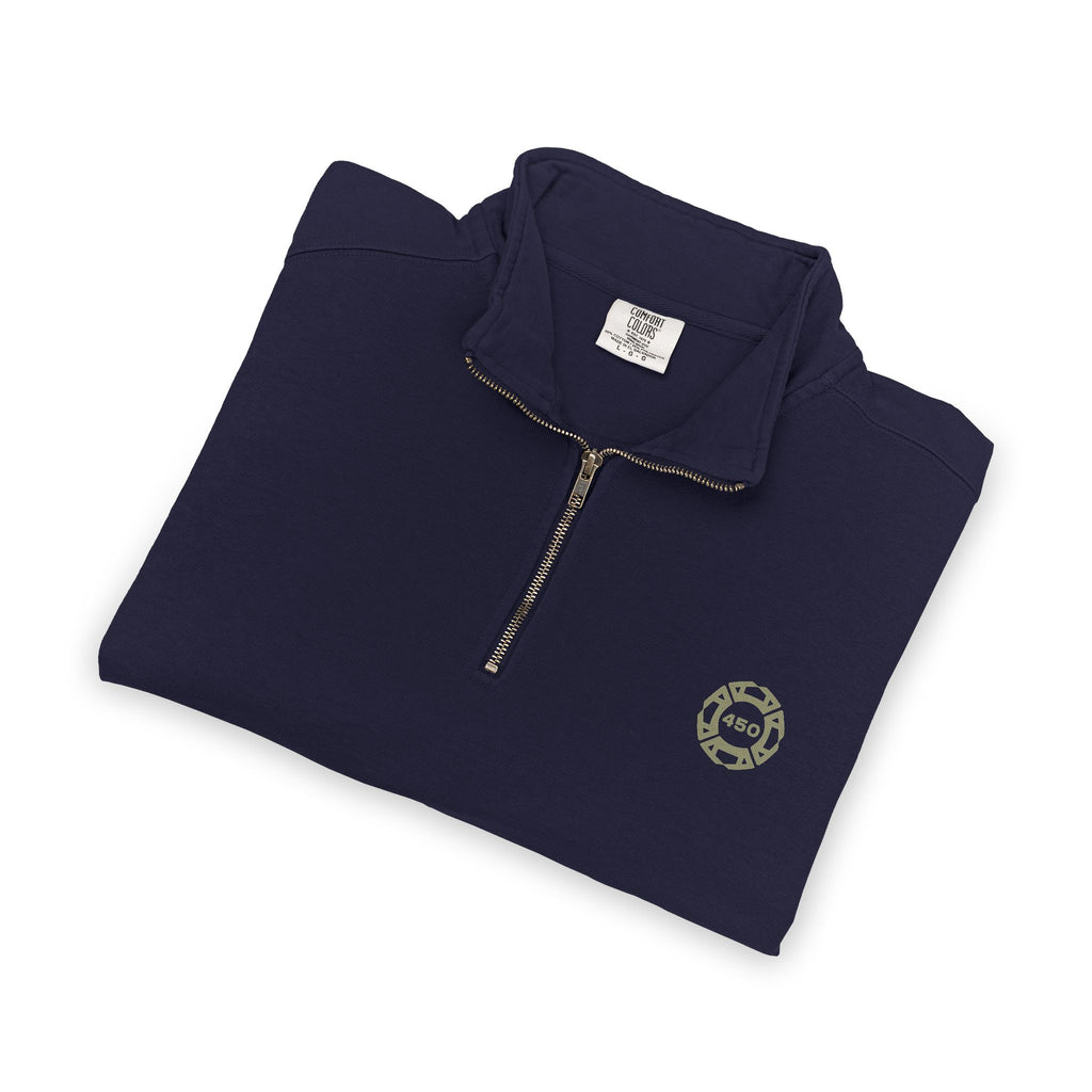 Quarter-Zip Sweatshirt — Minimal Olive Green Pocket Logo