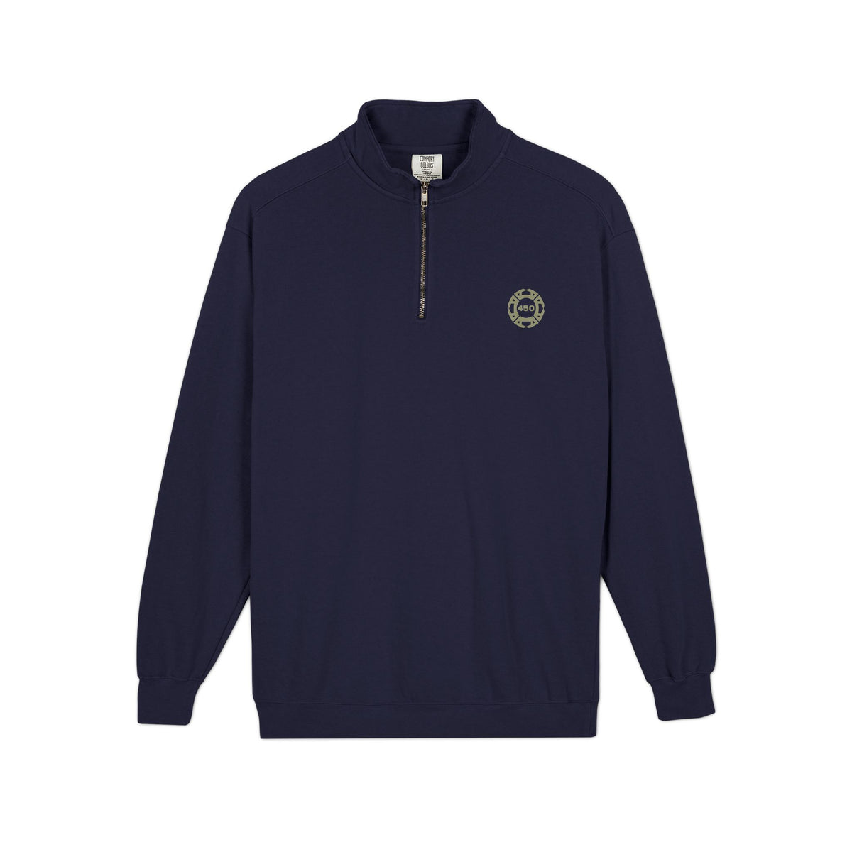 Quarter-Zip Sweatshirt — Minimal Olive Green Pocket Logo