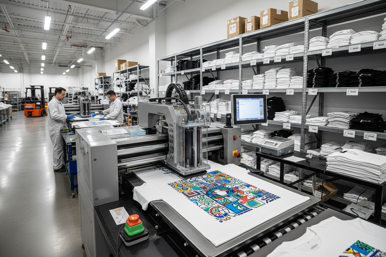 Direct to garment printing in a fullfillment centre