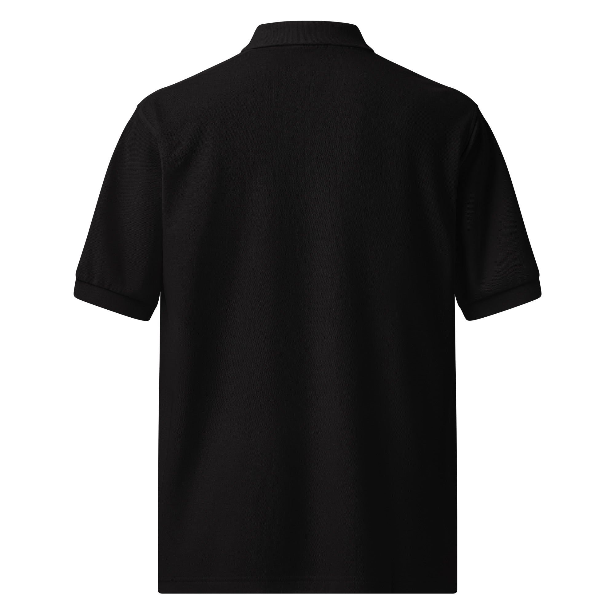 450-Apparel black polo shirt back view