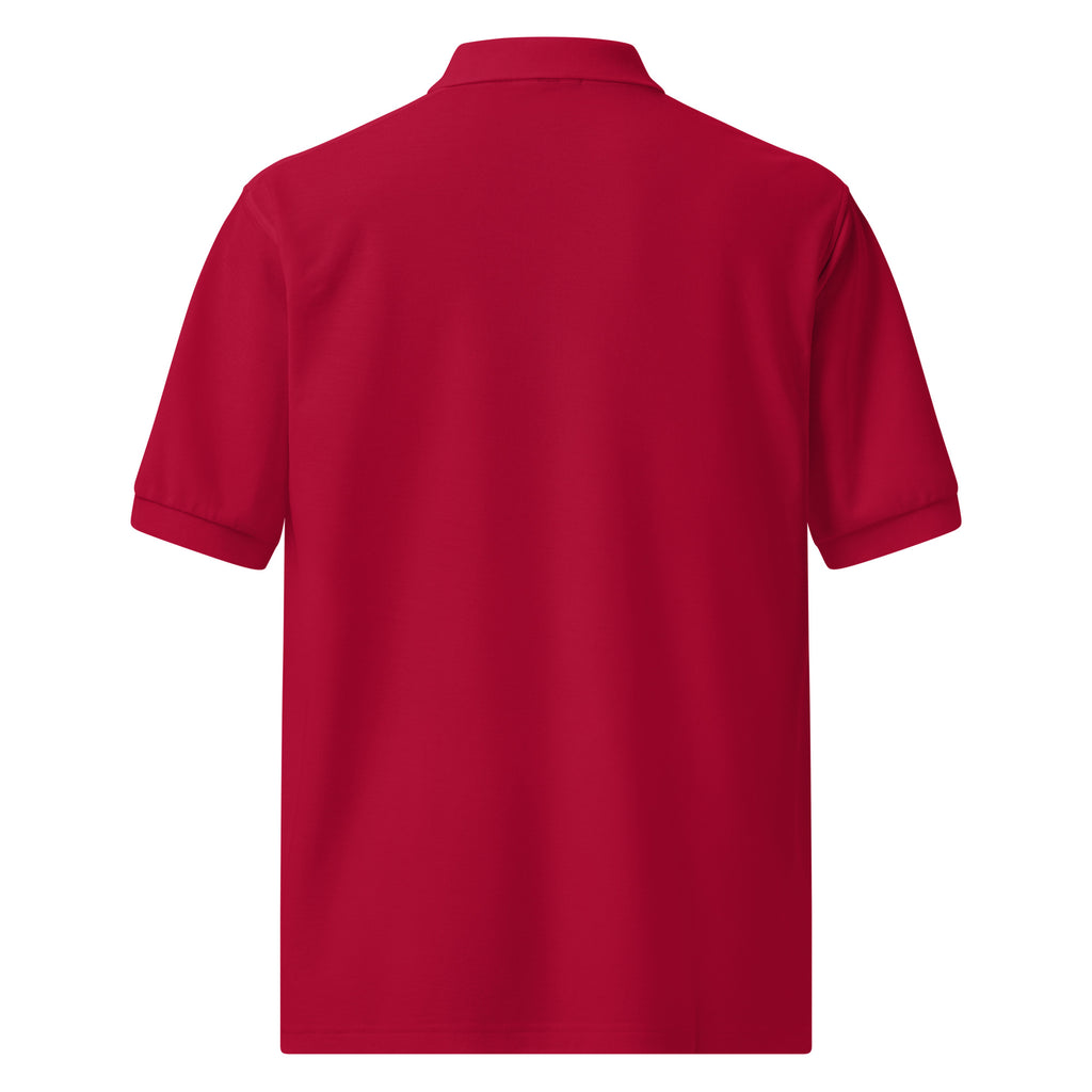 450-Apparel red polo shirt back view