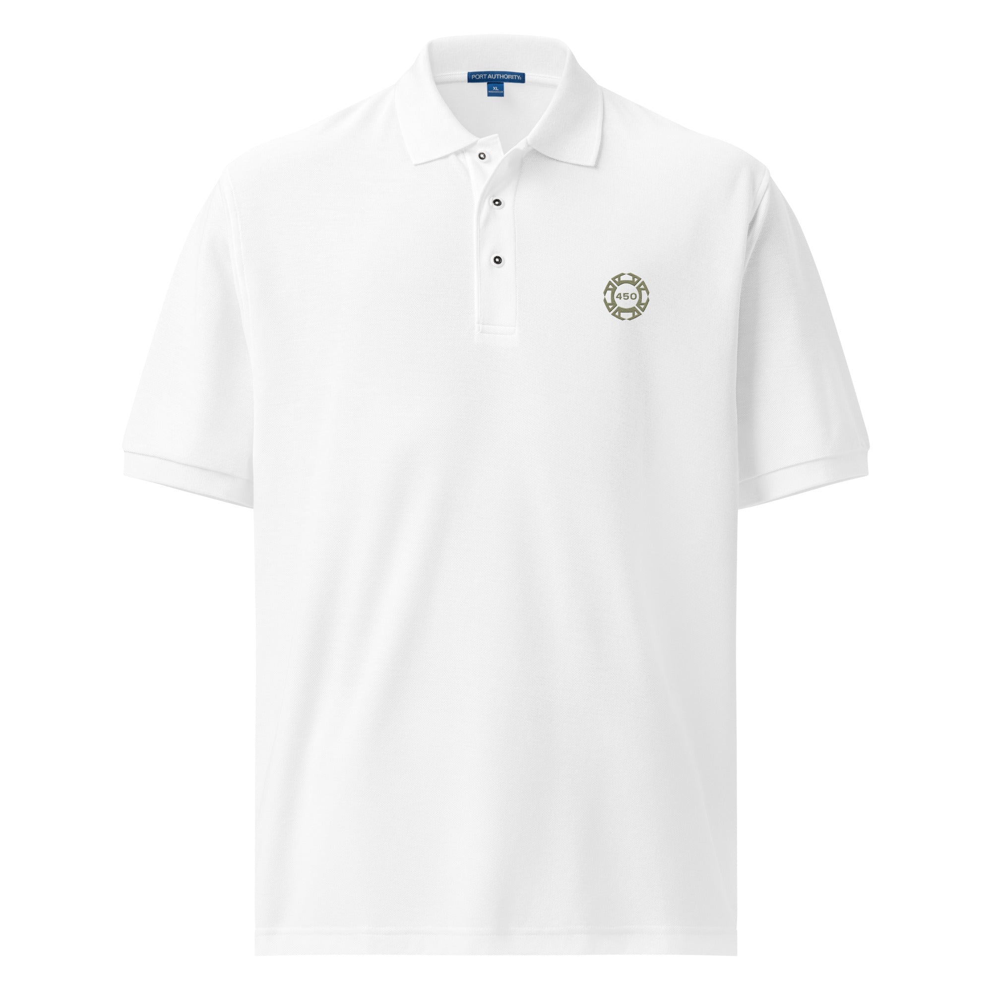 450-Apparel black embroidered polo shirt front view