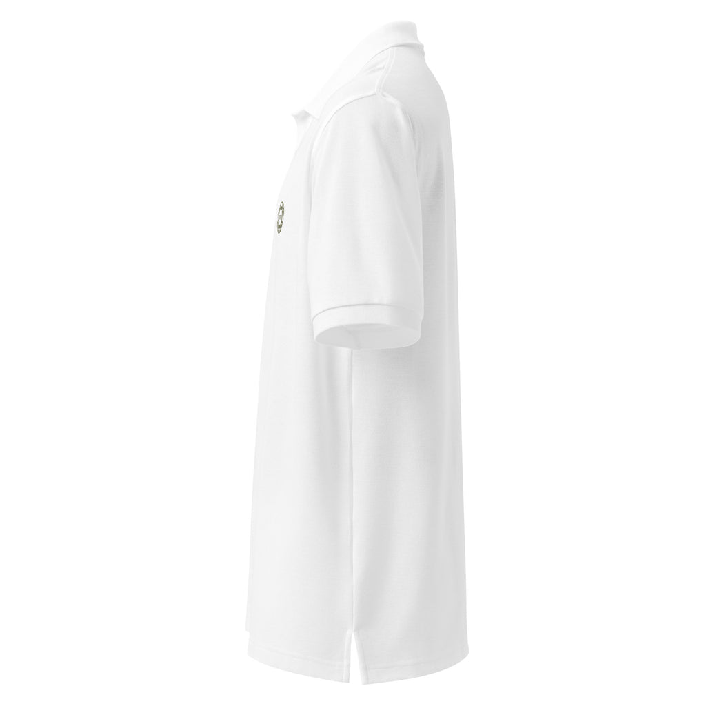 450-Apparel black embroidered polo shirt side view